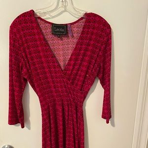 Cute pink above knee faux wrap dress